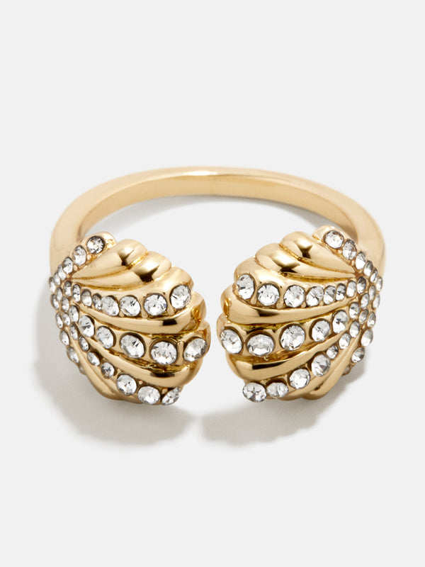 Halle Seashell Ring - Gold/Pavé