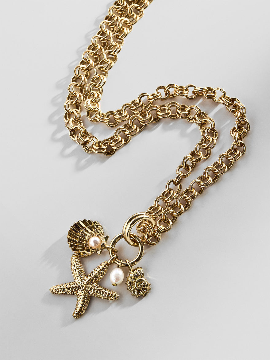 Isla Charm Necklace - Gold/Pearl