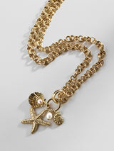 BaubleBar Isla Charm Necklace - Gold/Pearl - 
    Seashell necklace
  
