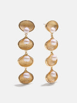 BaubleBar Calypso Seashell Earrings - Gold/Pearl - 
    Gold statement earrings with pearls
  
