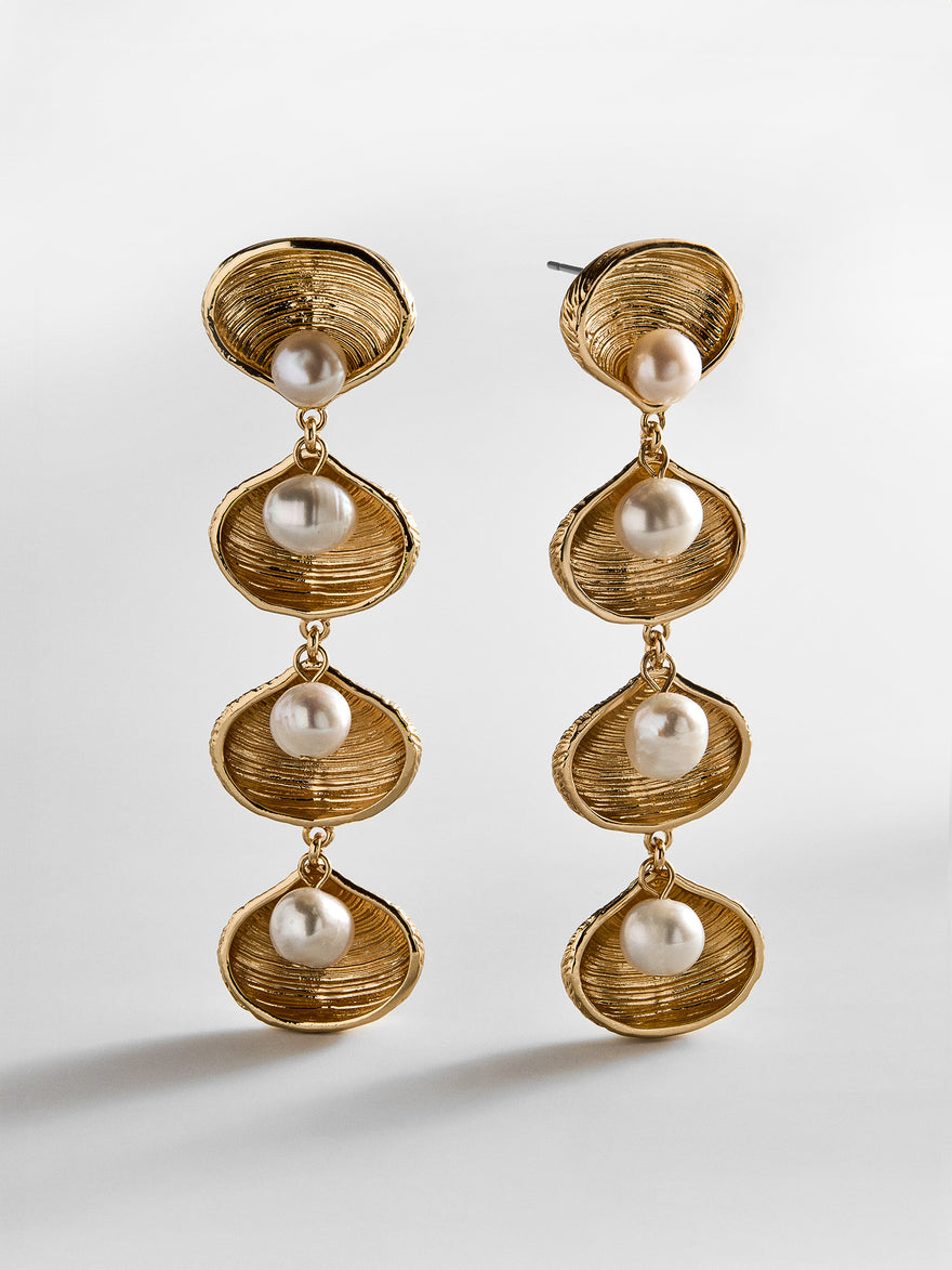 Calypso Seashell Earrings - Gold/Pearl
