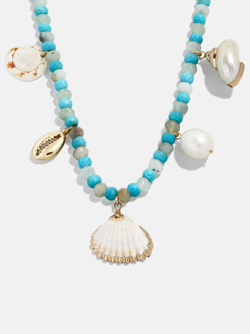 Maris Semi-Precious Necklace White/Turquoise – Seashell charm