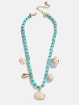 BaubleBar Maris Semi-Precious Necklace - White/Turquoise - 
    Seashell charm necklace
  
