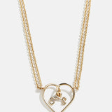 Wired Heart Custom Initial Necklace - Gold