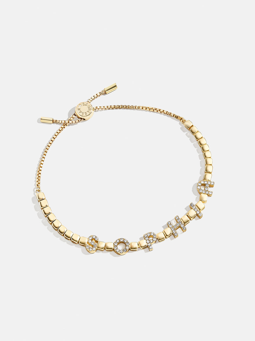 Custom Nameplate Tennis Bracelet - Gold/Pavé