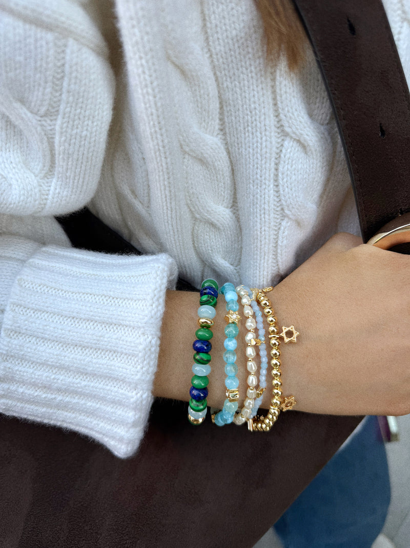 BaubleBar Good Days Pisa Bracelet - Star of David - 
    Gold beaded stretch bracelet 
  
