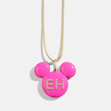 Disney Mickey Mouse Enamel Custom Initial Necklace - Pink