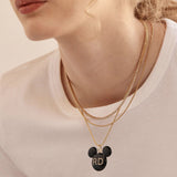 Disney Mickey Mouse Enamel Custom Initial Necklace - Black
