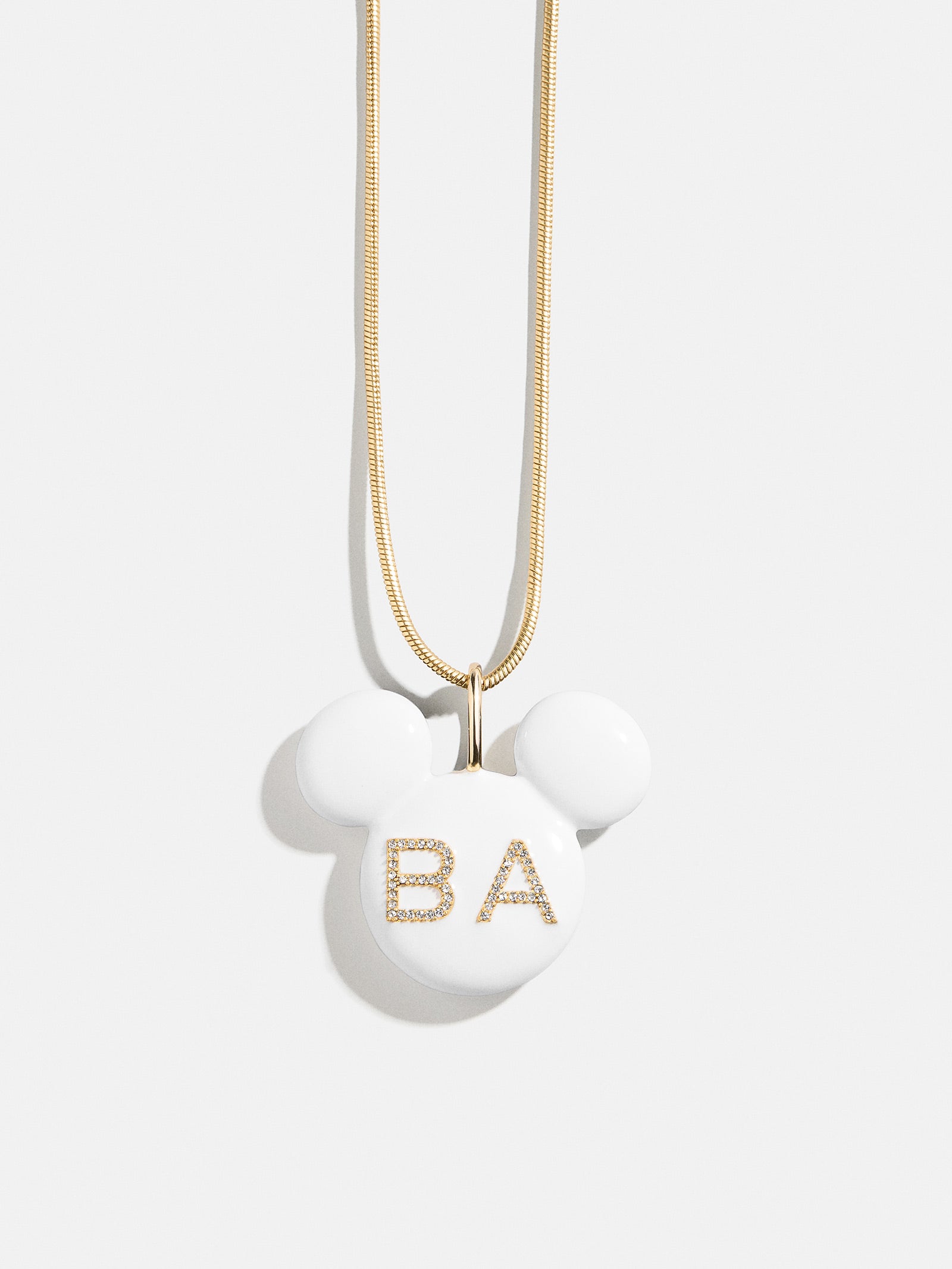Disney Mickey Mouse Enamel Custom Initial Necklace - White