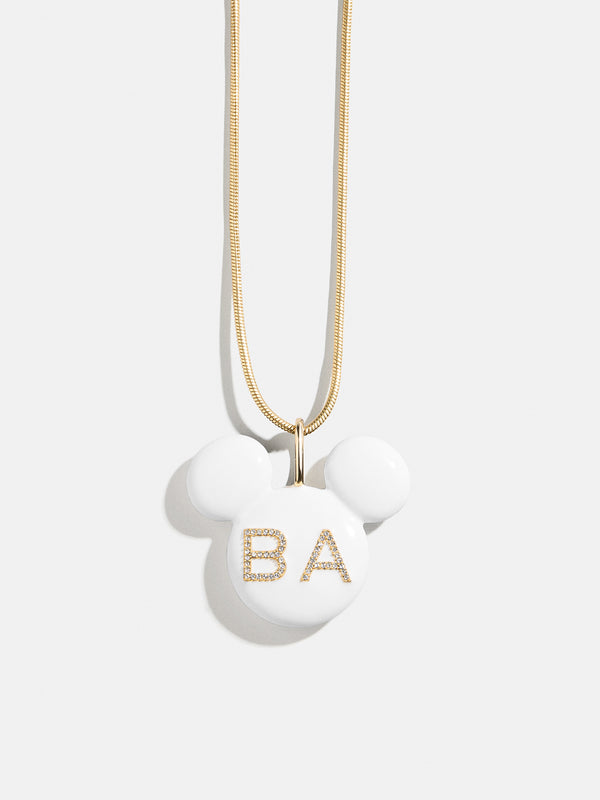 Disney Mickey Mouse Enamel Custom Initial Necklace - White