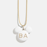 Disney Mickey Mouse Enamel Custom Initial Necklace - White