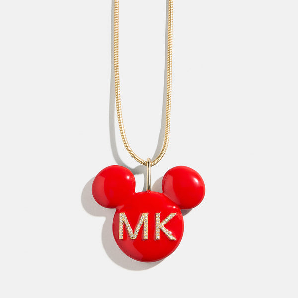 Disney Mickey Mouse Enamel Custom Initial Necklace Red – 25% Off