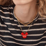 Disney Mickey Mouse Enamel Custom Initial Necklace - Red