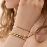 Pavé Letter Custom Cuff Bracelet - Gold/Pavé