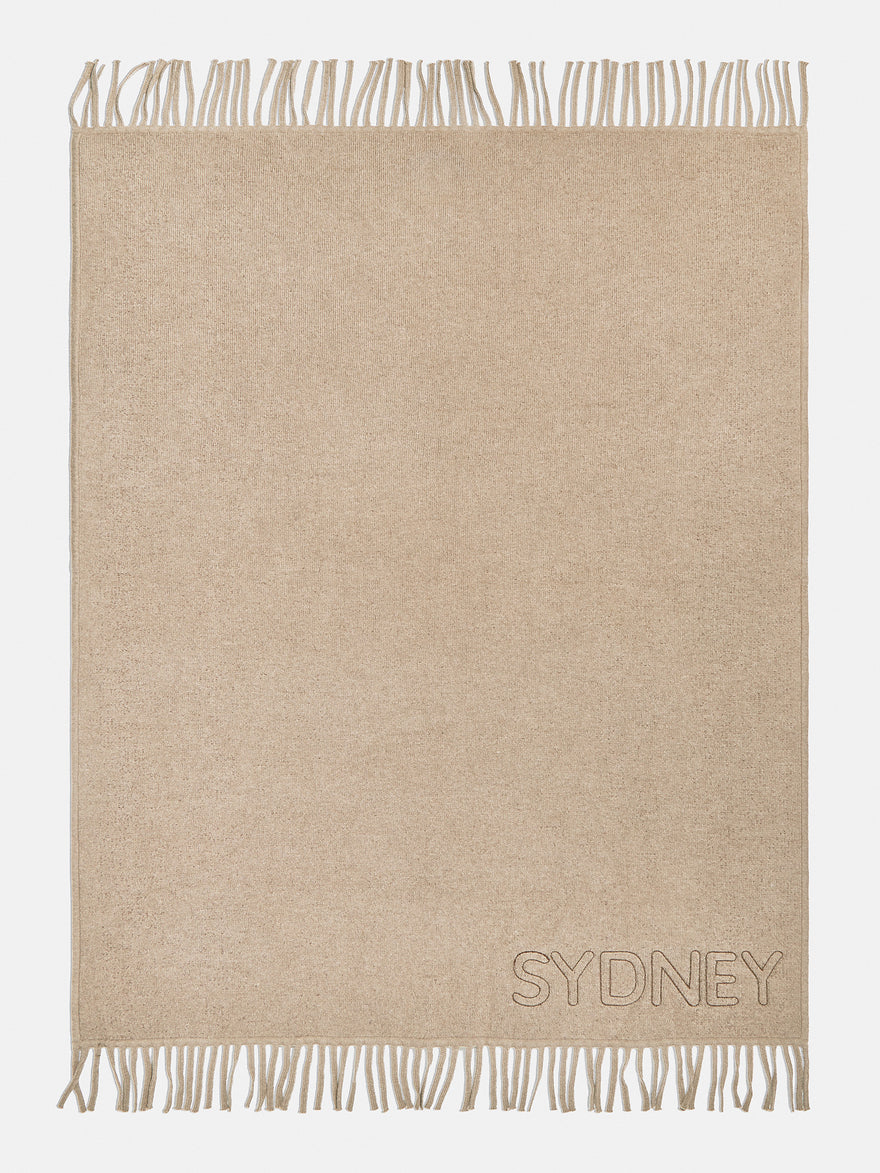 Pure Merino Wool Custom Blanket - Tan Sand/Chocolate Brown