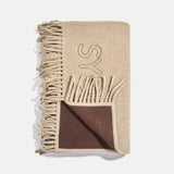 Pure Merino Wool Custom Blanket - Tan Sand/Chocolate Brown