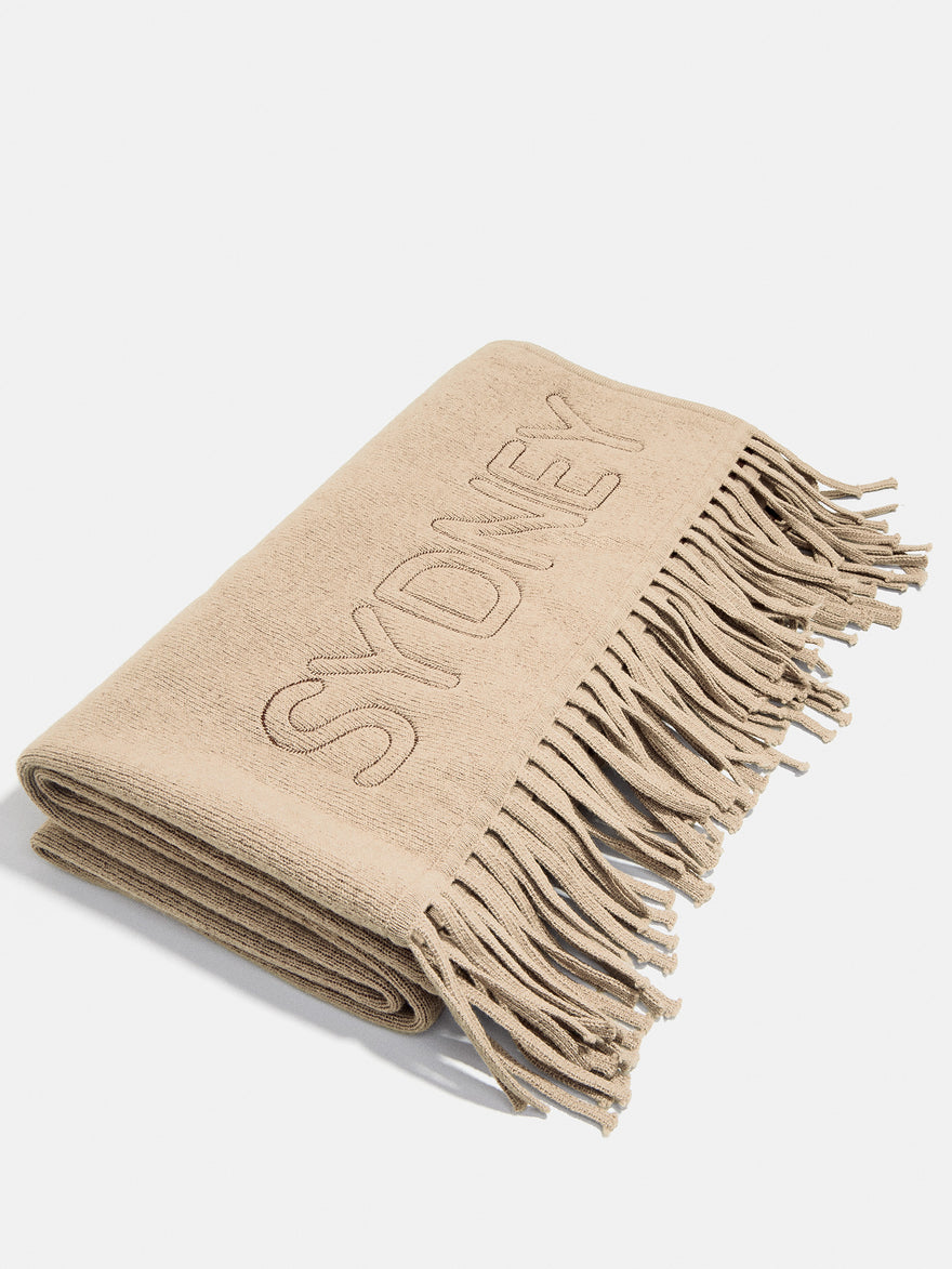 Pure Merino Wool Custom Blanket - Tan Sand/Chocolate Brown