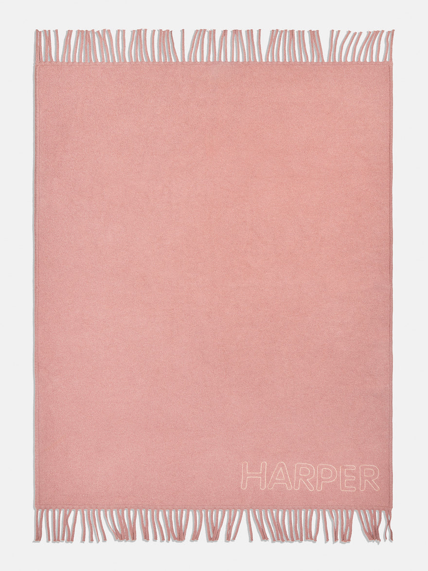 Pure Merino Wool Custom Blanket - Dusty Rose/Cream