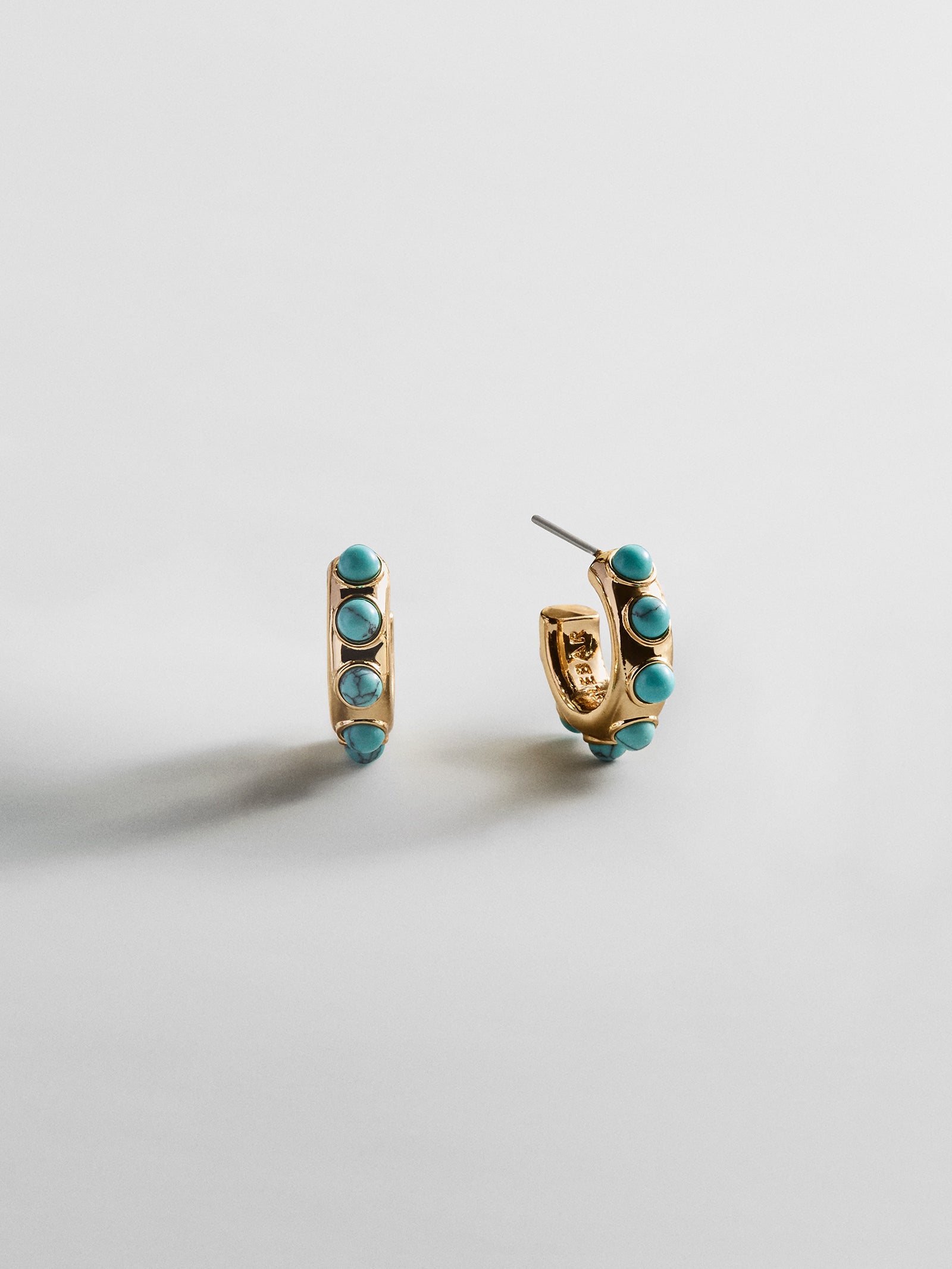 Mariana Semi-Precious Huggie Earrings - Gold/Turquoise