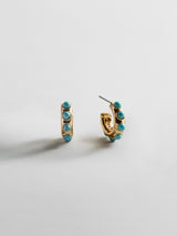 BaubleBar Mariana Semi-Precious Huggie Earrings - Gold/Turquoise - 
    Chunky gold huggies with turquoise stones 
  
