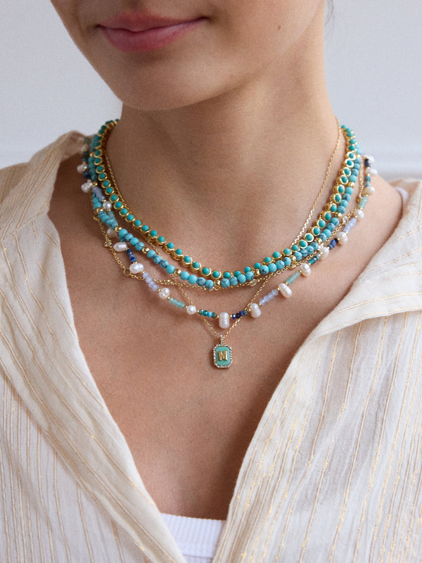 Nina Semi-Precious Necklace - Gold/Turquoise