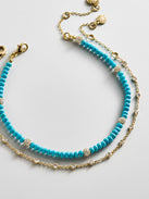 Irina Semi-Precious Anklet Set - Gold/Turquoise