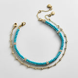 Irina Semi-Precious Anklet Set - Gold/Turquoise