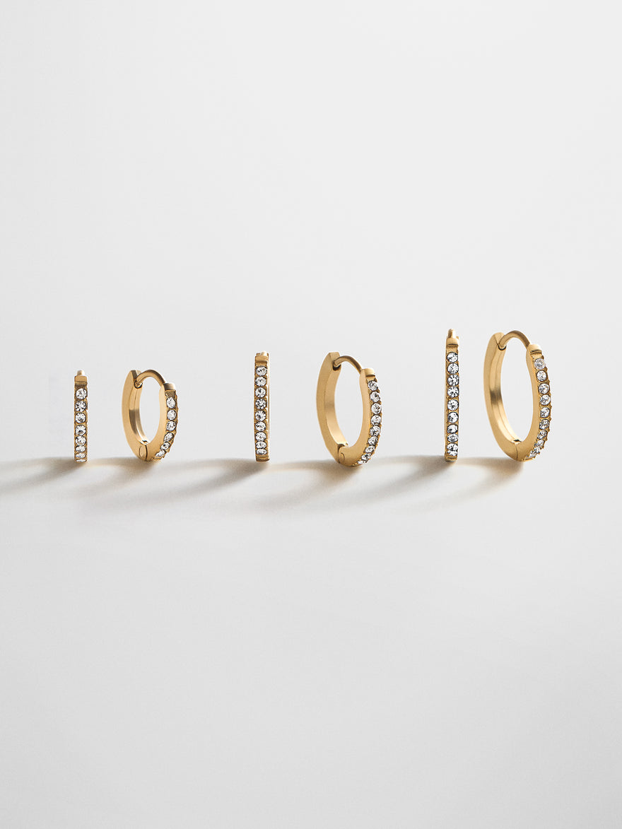 Niata Waterproof Earring Set - Gold/Pavé