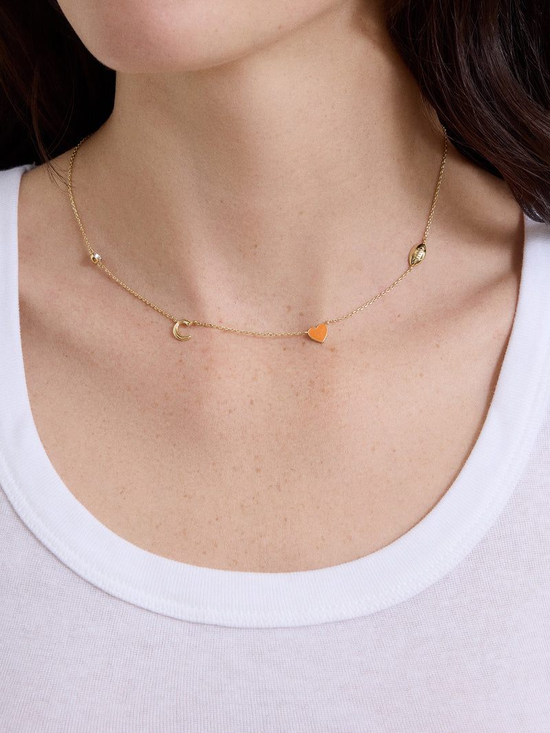 BaubleBar Clemson University Spaced Charm Necklace - Clemson University - 
    Gold necklace with Clemson University charms
  

