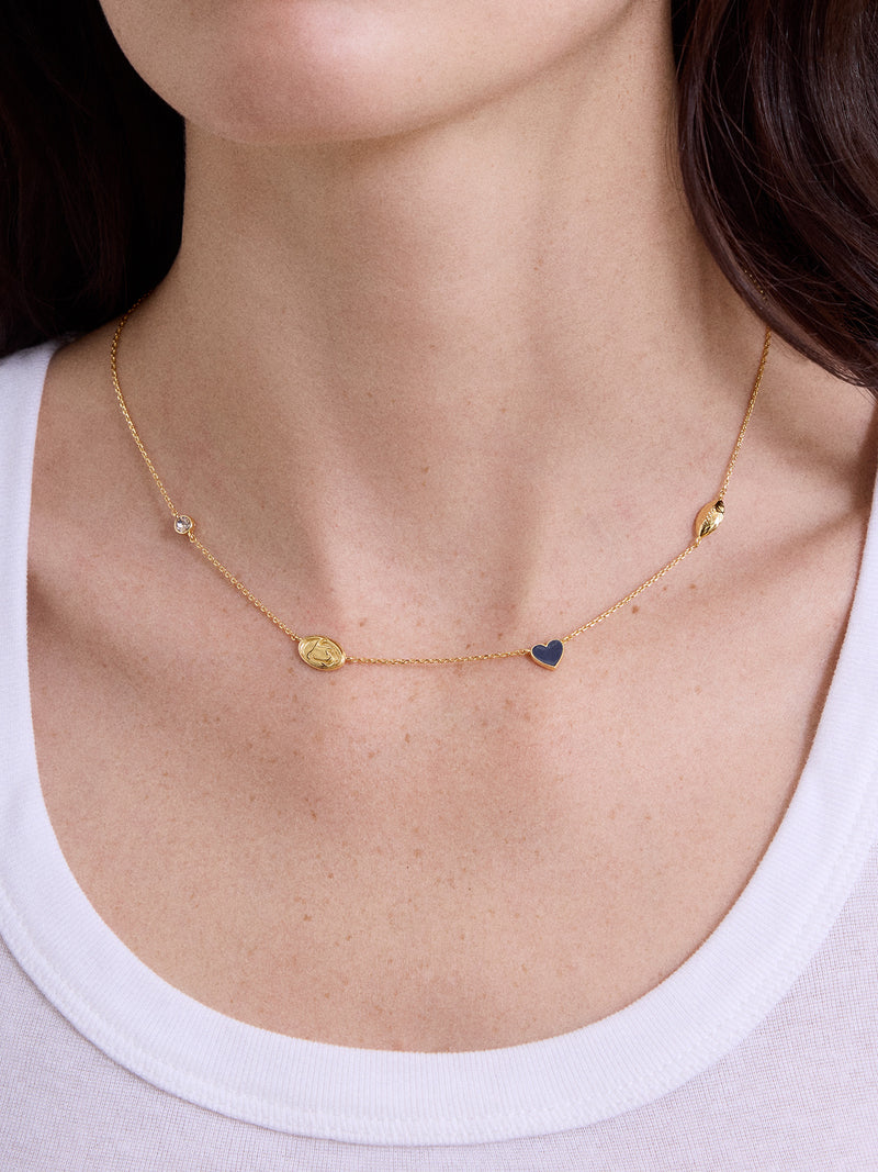 BaubleBar Penn State University Spaced Charm Necklace - Penn State University - 
    Gold necklace with Penn State University charms
  
