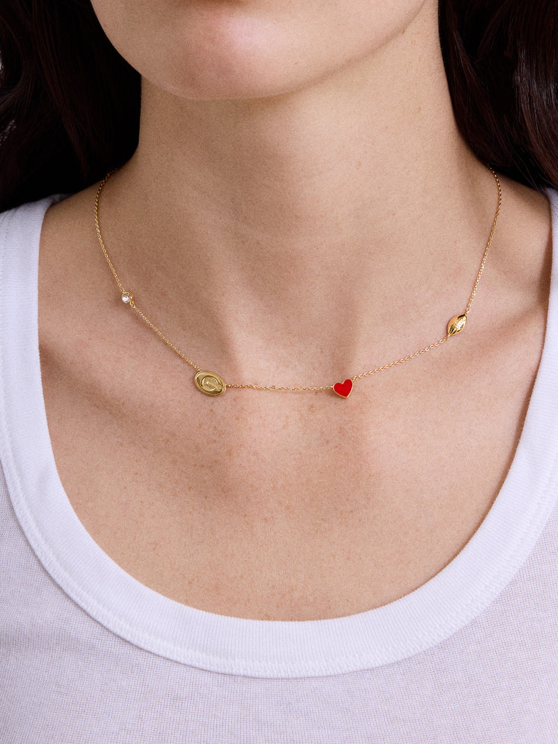 BaubleBar University of Georgia Spaced Charm Necklace - University of Georgia - 
    Gold necklace with University of Georgia charms
  
