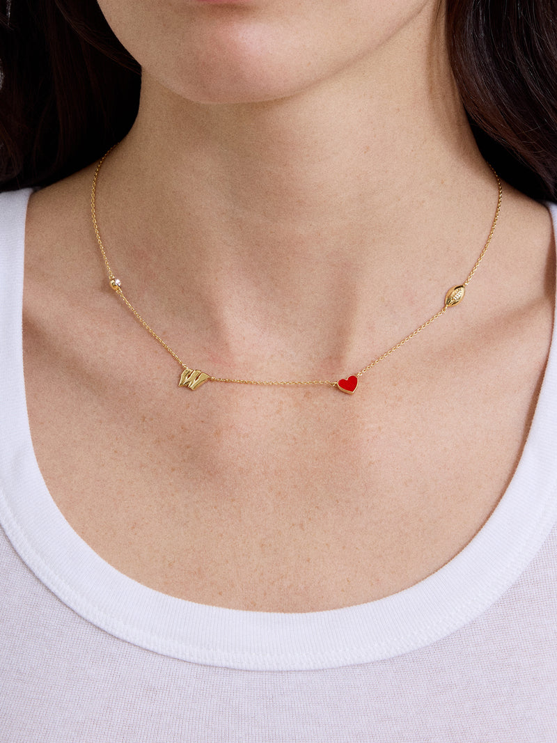 BaubleBar University of Wisconsin Spaced Charm Necklace - University of Wisconsin - 
    Gold necklace with University of Wisconsin charms
  
