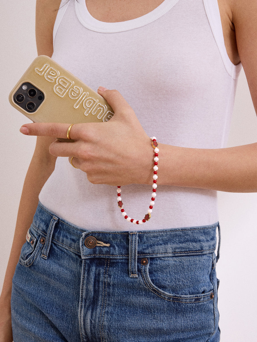 University of Arkansas Beaded Phone Charm - University of Arkansas