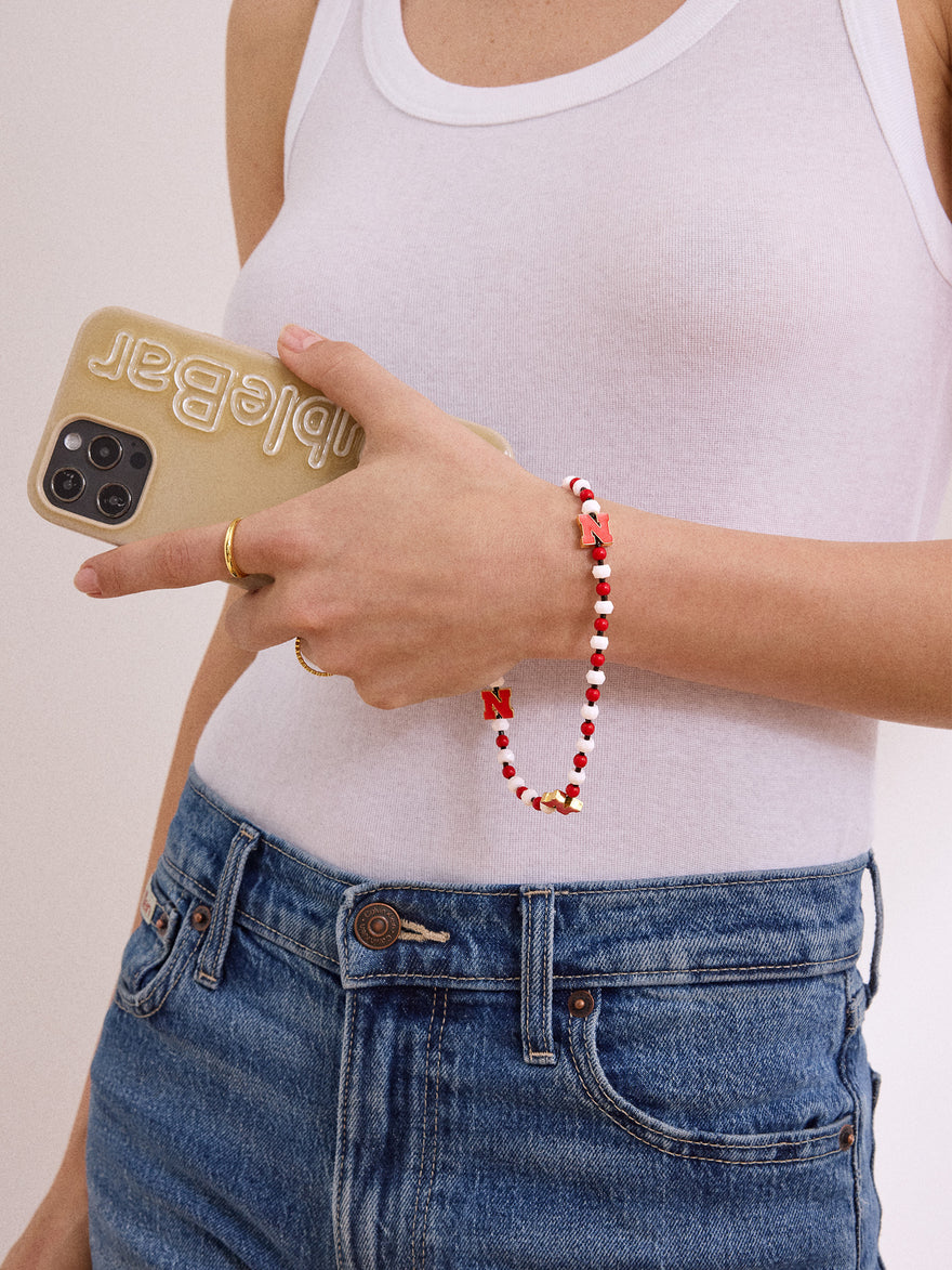University of Nebraska Beaded Phone Charm - University of Nebraska
