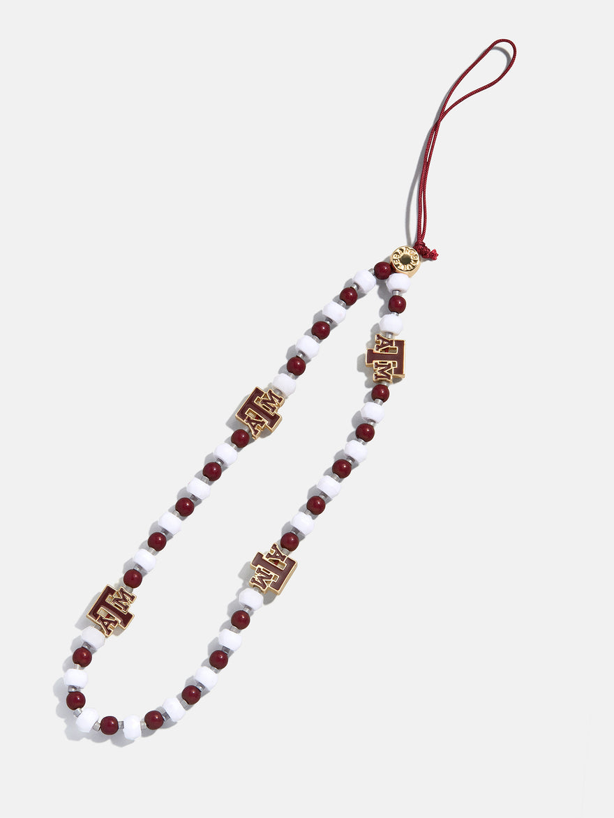 Texas A&M University Beaded Phone Charm - Texas A&M University