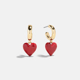 Game Day Heart Drop Earrings - Dark Red