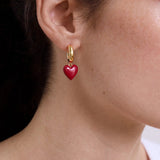 Game Day Heart Drop Earrings - Dark Red