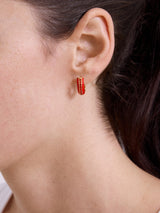BaubleBar Game Day Enamel Huggie Earrings - Red - 
    Enamel gold huggie earrings
  
