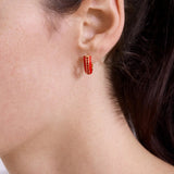 Game Day Enamel Huggie Earrings - Red