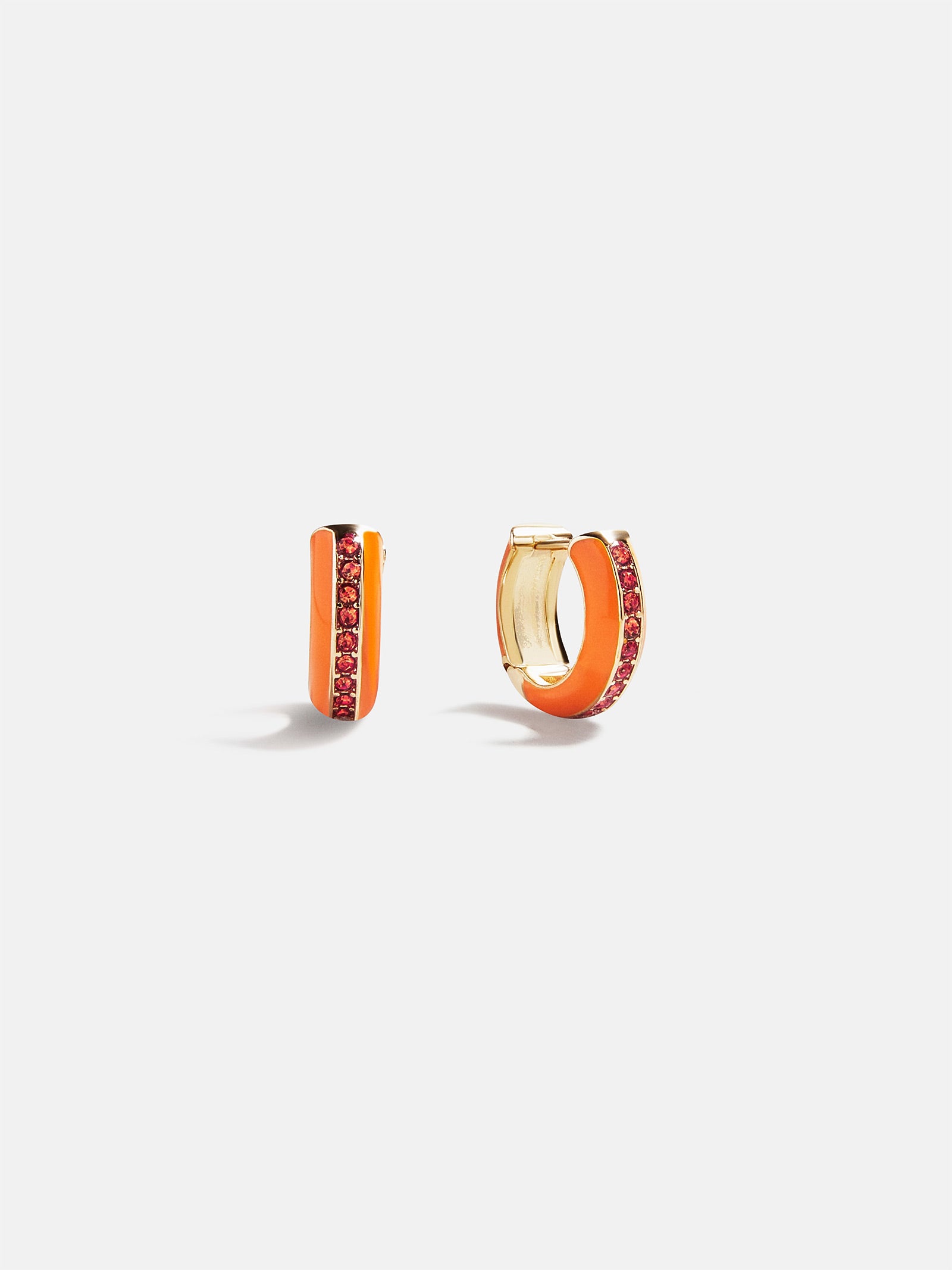 Game Day Enamel Huggie Earrings - Orange