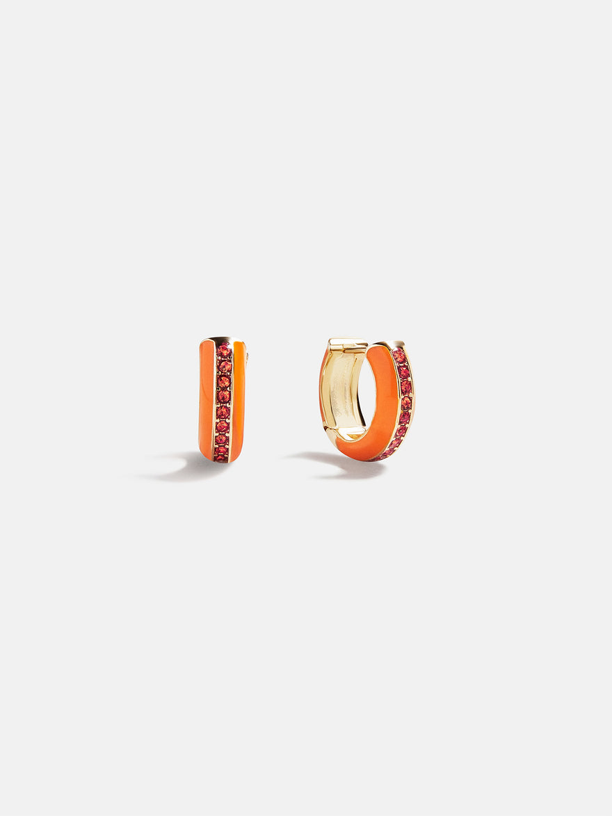 Game Day Enamel Huggie Earrings - Orange