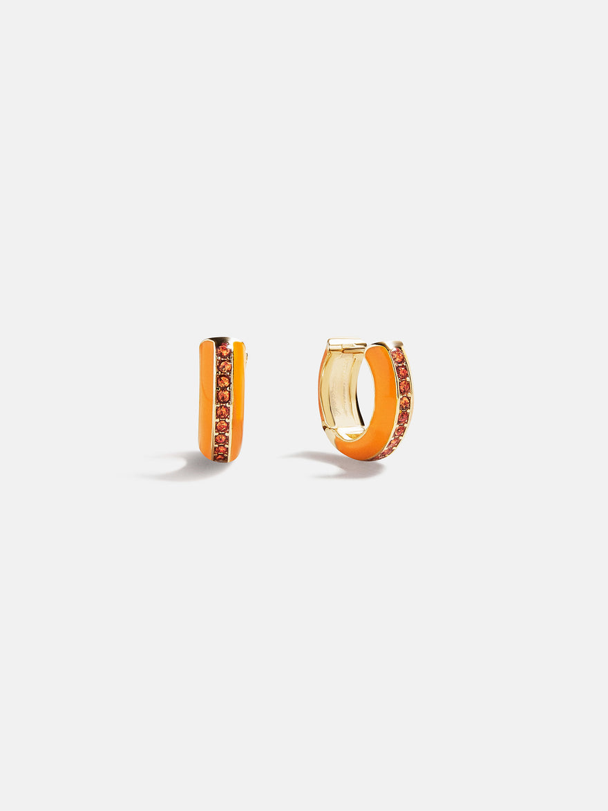 Game Day Enamel Huggie Earrings - Light Orange