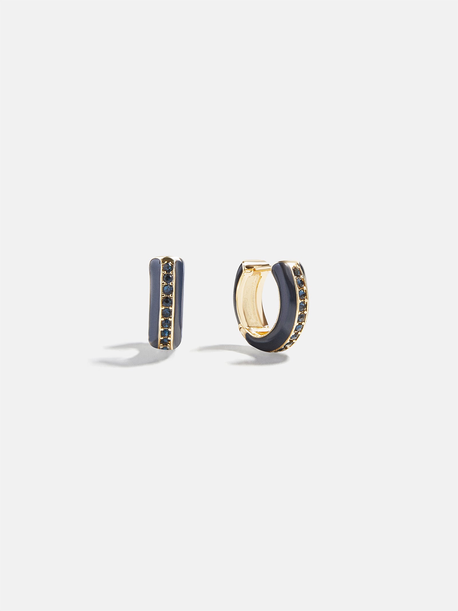 Game Day Enamel Huggie Earrings - Navy