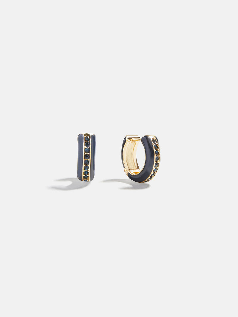 Game Day Enamel Huggie Earrings - Navy