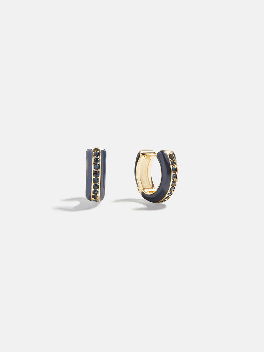 Game Day Enamel Huggie Earrings - Navy