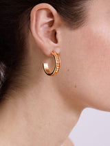 BaubleBar Game Day Baguette Hoop Earrings - Orange - 
    Gold hoops with bedazzled stones 
  
