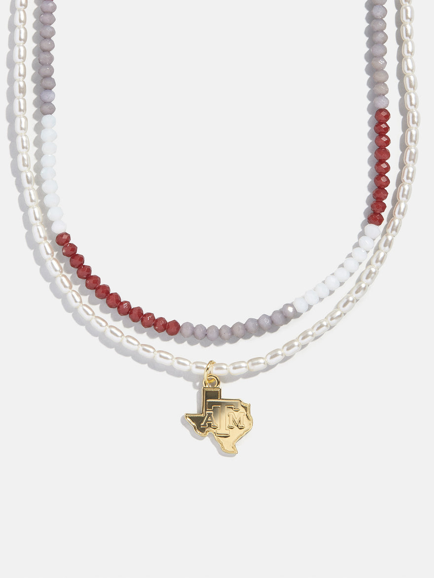 Texas A&M University Beaded Logo Necklace Set - Texas A&M University