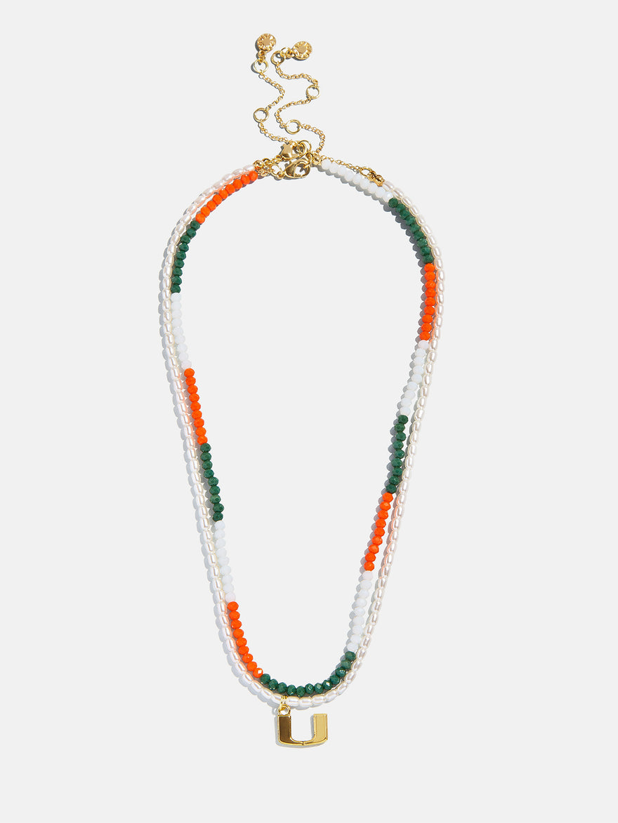 University of Miami Logo Beaded Necklace Set - University of Miami
