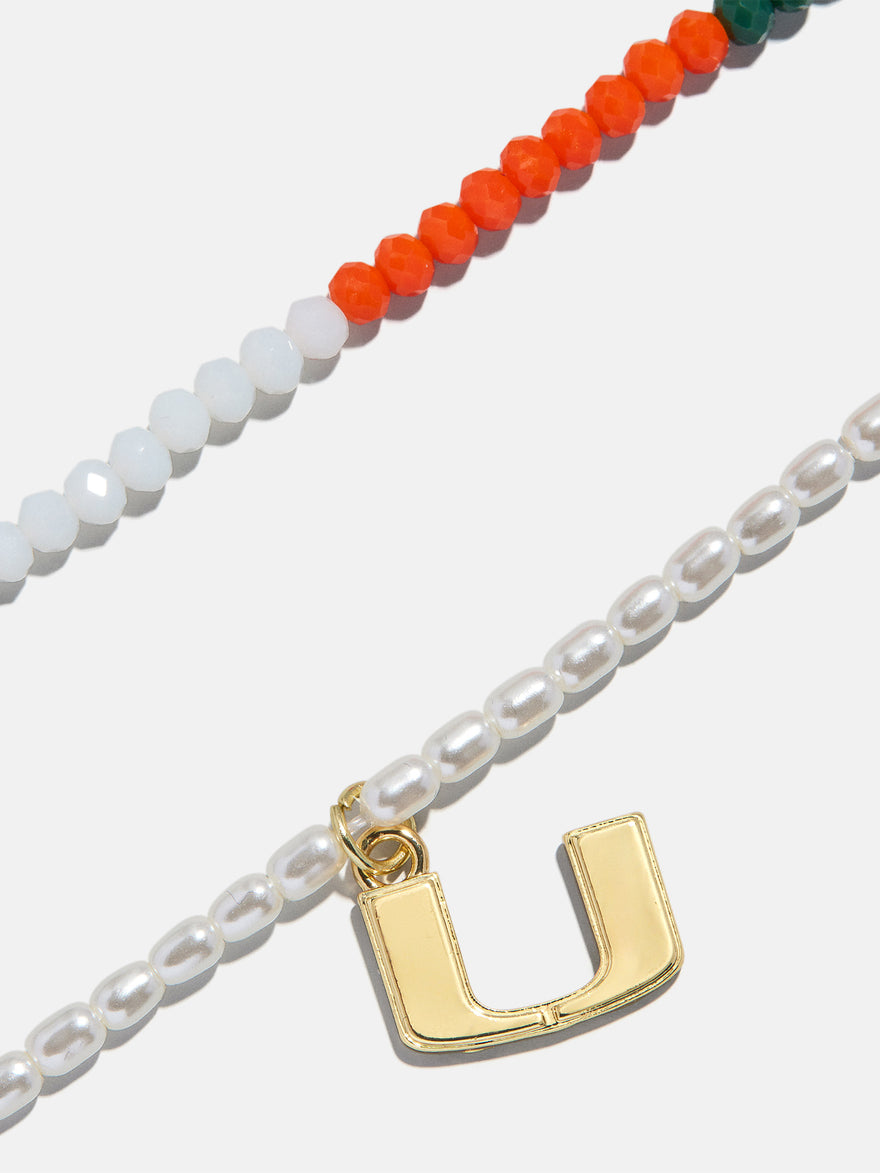 University of Miami Logo Beaded Necklace Set - University of Miami