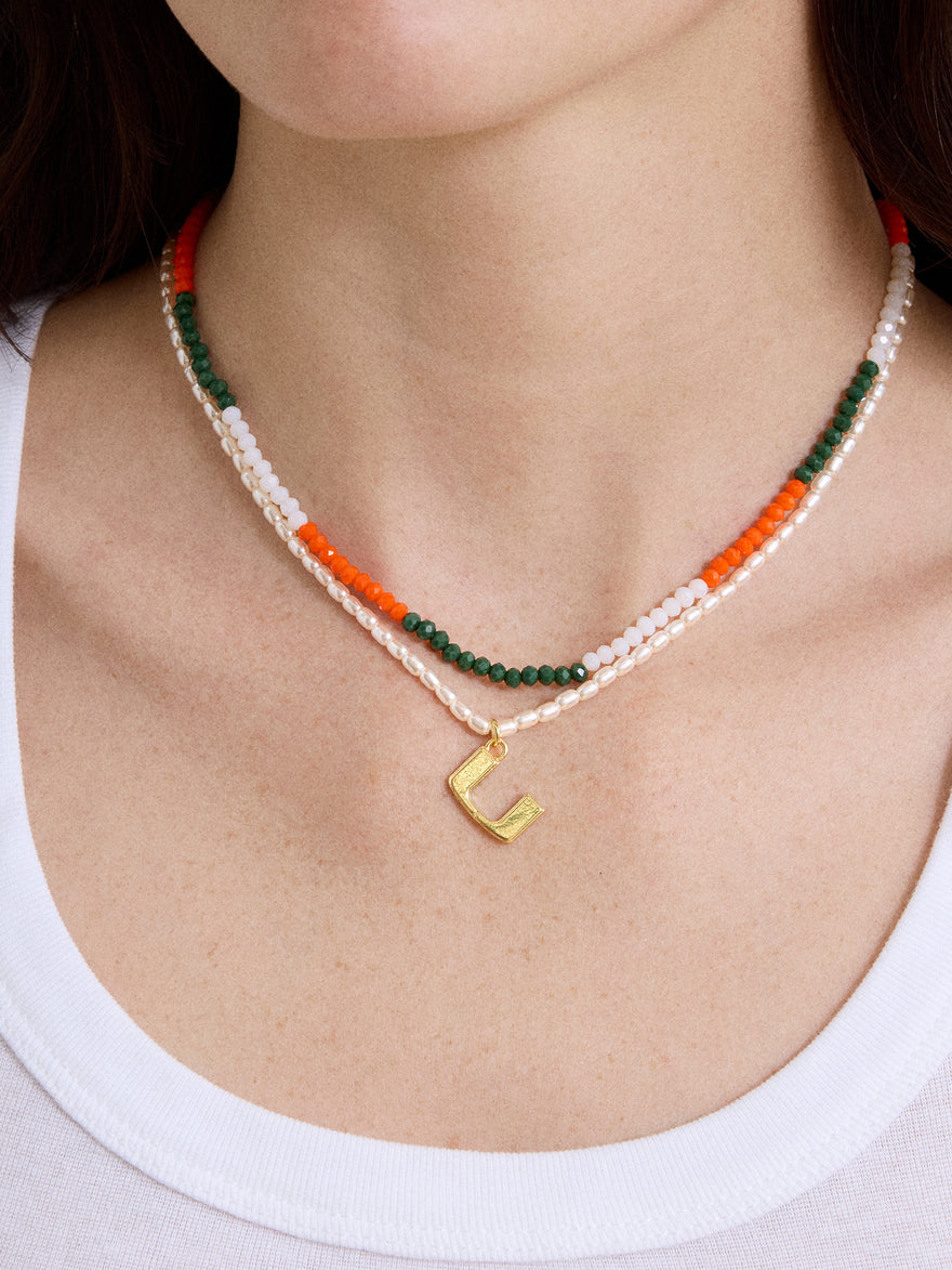 University of Miami Logo Beaded Necklace Set - University of Miami